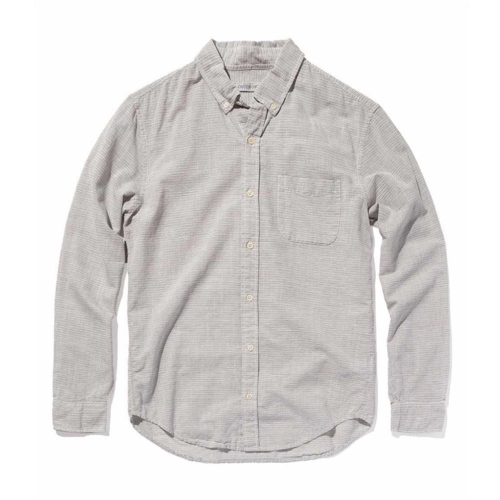 Outerknown Essential Shirt - Bright Black Wiki Stripe / XL